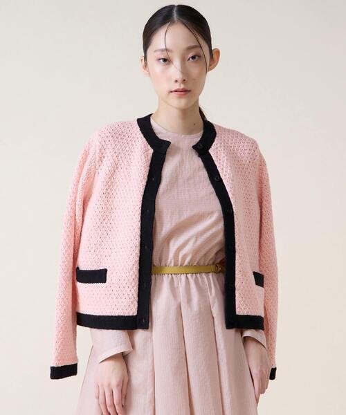 Tiara（ティアラ）の「ジオモチーフニットジャケット（カーディガン/ボレロ・レディース・ピンク/ブルー・FREE）」の12枚目の写真
