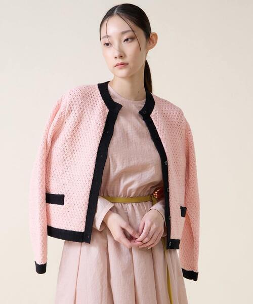 Tiara（ティアラ）の「ジオモチーフニットジャケット（カーディガン/ボレロ・レディース・ピンク/ブルー・FREE）」の14枚目の写真