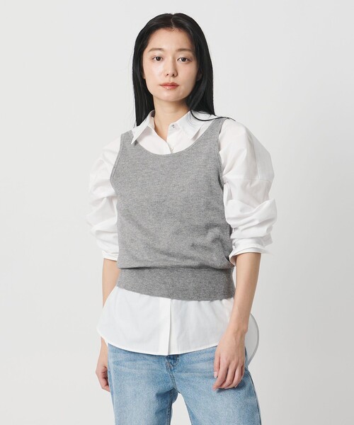 MARW UNITED ARROWS（マルゥ ユナイテッドアローズ）の「＜MARW UNITED ARROWS＞ニット ビスチェ（タンクトップ・レディース・オフホワイト/グレー系/ブラック・FREE）」の3枚目の写真