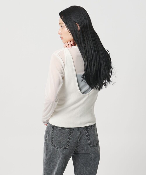 MARW UNITED ARROWS（マルゥ ユナイテッドアローズ）の「＜MARW UNITED ARROWS＞ニット ビスチェ（タンクトップ・レディース・オフホワイト/グレー系/ブラック・FREE）」の4枚目の写真