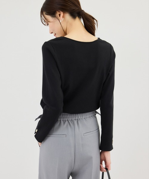 ROPE' PICNIC（ロペピクニック）の「ハートネックリブジャケットインナー（Tシャツ/カットソー・レディース・ブラック/ホワイト/サックスブルー・M/L）」の8枚目の写真