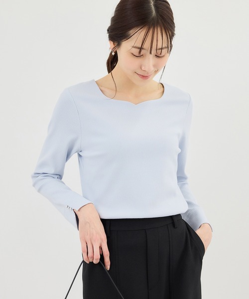 ROPE' PICNIC（ロペピクニック）の「ハートネックリブジャケットインナー（Tシャツ/カットソー・レディース・ブラック/ホワイト/サックスブルー・M/L）」の18枚目の写真