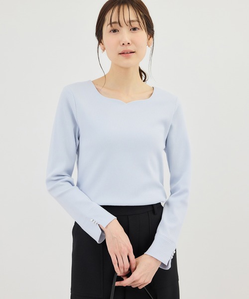 ROPE' PICNIC（ロペピクニック）の「ハートネックリブジャケットインナー（Tシャツ/カットソー・レディース・ブラック/ホワイト/サックスブルー・M/L）」の19枚目の写真