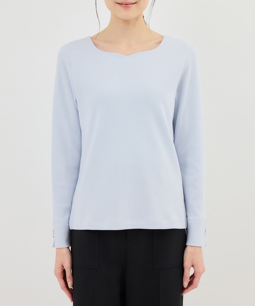 ROPE' PICNIC（ロペピクニック）の「ハートネックリブジャケットインナー（Tシャツ/カットソー・レディース・ブラック/ホワイト/サックスブルー・M/L）」の20枚目の写真