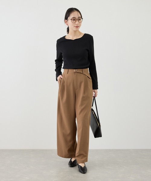 ROPE' PICNIC(ロペピクニック)の「ハートネックリブジャケットインナー(Tシャツ/カットソー・レディース・ブラック/ホワイト/サックスブルー・M/L)」の5枚目の写真