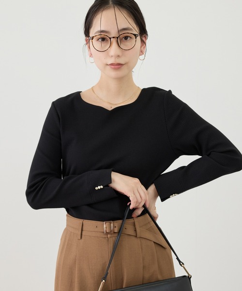 ROPE' PICNIC(ロペピクニック)の「ハートネックリブジャケットインナー(Tシャツ/カットソー・レディース・ブラック/ホワイト/サックスブルー・M/L)」の7枚目の写真