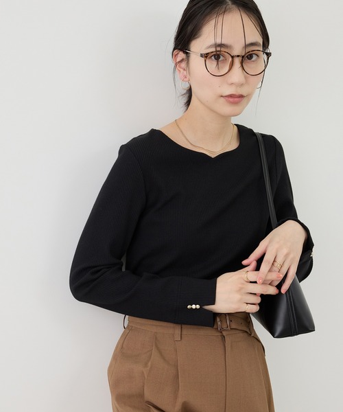 ROPE' PICNIC(ロペピクニック)の「ハートネックリブジャケットインナー(Tシャツ/カットソー・レディース・ブラック/ホワイト/サックスブルー・M/L)」の8枚目の写真