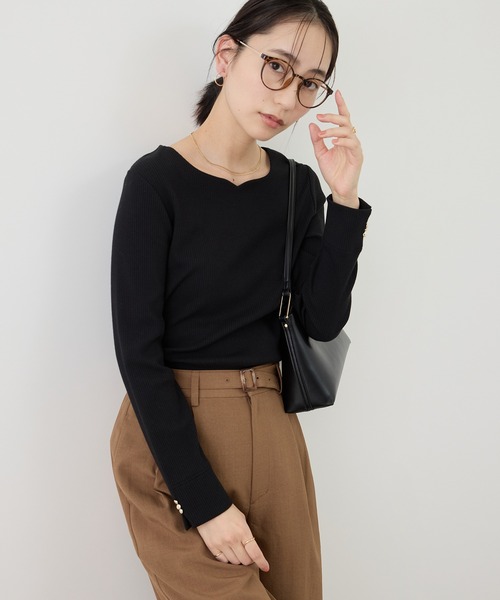 ROPE' PICNIC(ロペピクニック)の「ハートネックリブジャケットインナー(Tシャツ/カットソー・レディース・ブラック/ホワイト/サックスブルー・M/L)」の9枚目の写真