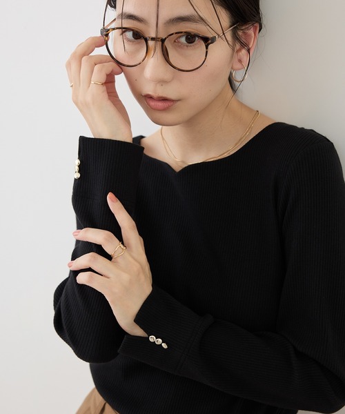 ROPE' PICNIC(ロペピクニック)の「ハートネックリブジャケットインナー(Tシャツ/カットソー・レディース・ブラック/ホワイト/サックスブルー・M/L)」の11枚目の写真