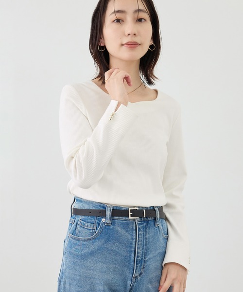 ROPE' PICNIC(ロペピクニック)の「ハートネックリブジャケットインナー(Tシャツ/カットソー・レディース・ブラック/ホワイト/サックスブルー・M/L)」の14枚目の写真