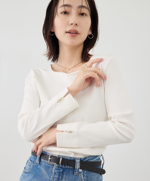 ROPE' PICNIC(ロペピクニック)の「ハートネックリブジャケットインナー(Tシャツ/カットソー・レディース・ブラック/ホワイト/サックスブルー・M/L)」の15枚目の写真