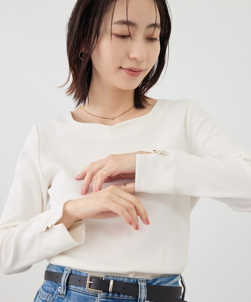 ROPE' PICNIC(ロペピクニック)の「ハートネックリブジャケットインナー(Tシャツ/カットソー・レディース・ブラック/ホワイト/サックスブルー・M/L)」の16枚目の写真