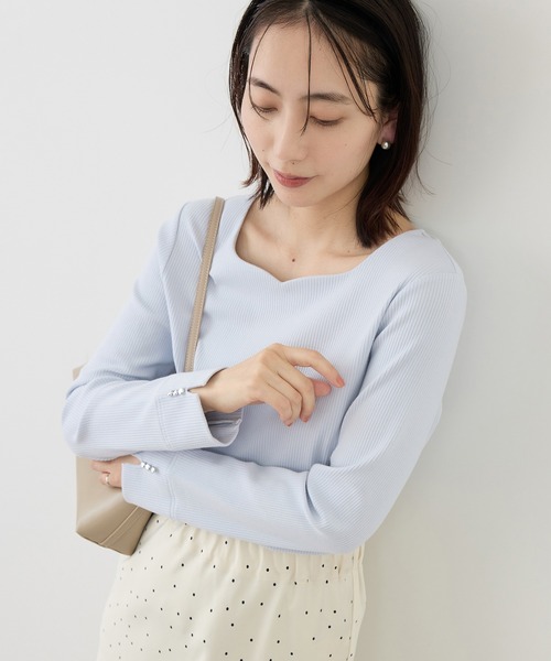 ROPE' PICNIC(ロペピクニック)の「ハートネックリブジャケットインナー(Tシャツ/カットソー・レディース・ブラック/ホワイト/サックスブルー・M/L)」の21枚目の写真