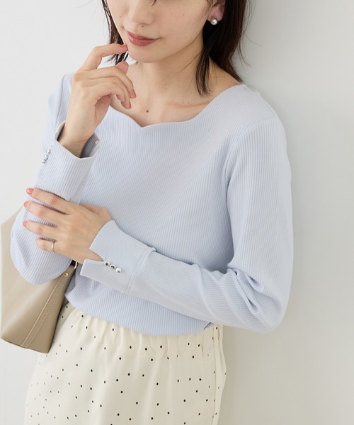 ROPE' PICNIC(ロペピクニック)の「ハートネックリブジャケットインナー(Tシャツ/カットソー・レディース・ブラック/ホワイト/サックスブルー・M/L)」の22枚目の写真