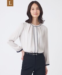 【L】【ウォッシャブル】バックサテンジョーゼットブラウス
