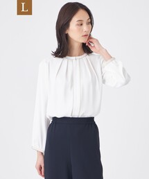 【L】【ウォッシャブル】バックサテンジョーゼットブラウス