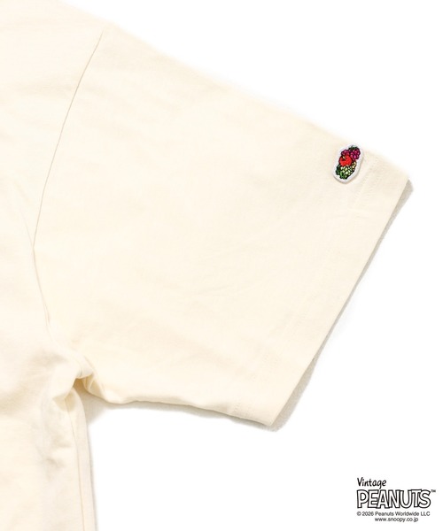 FRUIT OF THE LOOM(フルーツオブザルーム)の「FTL x PEANUTS 19/-スラブ天竺1 / ピーナッツ コラボ 半袖Tシャツ / SNOOPY'S FLOWER(Tシャツ/カットソー・メンズ・アイボリー/サックスブルー・S/M/L)」の8枚目の写真