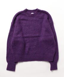 vintage パープルカラー　ニット　モヘア　used 古着ニット　フリンジ 古着 Polo Ralph Lauren ワンポイント ハーフジップ コットン ニット