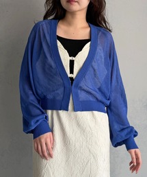 &g'aime | 【&ｇ'aime 】ホックフロントシアーカーディガン Hook-Front Sheer Cardigan(ニット/セーター)