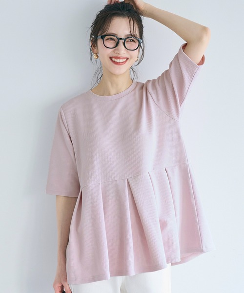 coca(coca)(コカ)の「エンボスタックチュニック(Tシャツ/カットソー・レディース・ブラック/ラベンダー・L/S/M)」の2枚目の写真