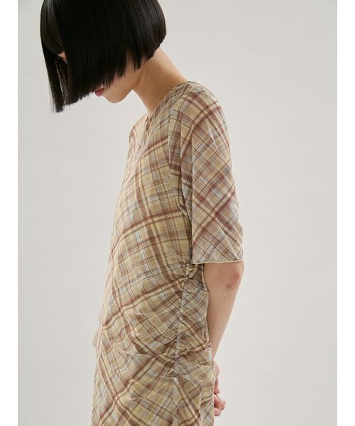 emmi(エミ)の「シアーメッシュチェックワンピース(ワンピース・レディース・イエロー/ライトブルー・1/0)」の10枚目の写真