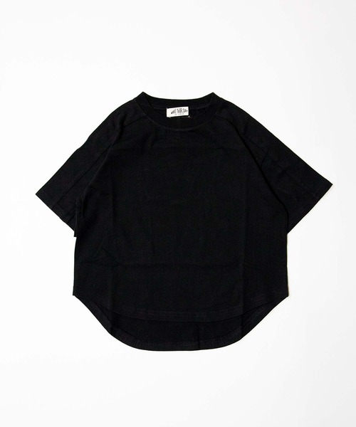 MAKE YOUR DAY（メイクユアデイ）の「無地とボーダーラウンド半袖Tシャツ■80～140cm（Tシャツ/カットソー・キッズ・サックスブルー/ブラック/オフホワイト/ブルー/ライム/イエロー・120/110/100/90/140/130/80）」の3枚目の写真