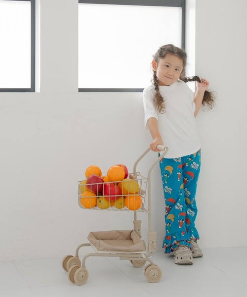 MAKE YOUR DAY（メイクユアデイ）の「無地とボーダーラウンド半袖Tシャツ■80～140cm（Tシャツ/カットソー・キッズ・サックスブルー/ブラック/オフホワイト/ブルー/ライム/イエロー・120/110/100/90/140/130/80）」の17枚目の写真