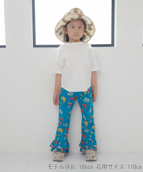 MAKE YOUR DAY（メイクユアデイ）の「無地とボーダーラウンド半袖Tシャツ■80～140cm（Tシャツ/カットソー・キッズ・サックスブルー/ブラック/オフホワイト/ブルー/ライム/イエロー・120/110/100/90/140/130/80）」の15枚目の写真