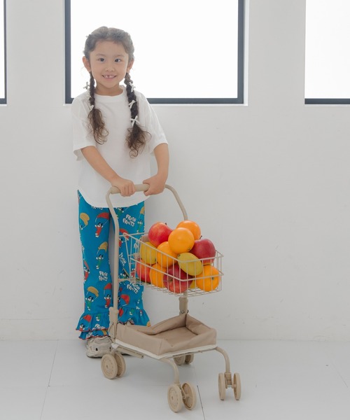 MAKE YOUR DAY（メイクユアデイ）の「無地とボーダーラウンド半袖Tシャツ■80～140cm（Tシャツ/カットソー・キッズ・サックスブルー/ブラック/オフホワイト/ブルー/ライム/イエロー・120/110/100/90/140/130/80）」の18枚目の写真