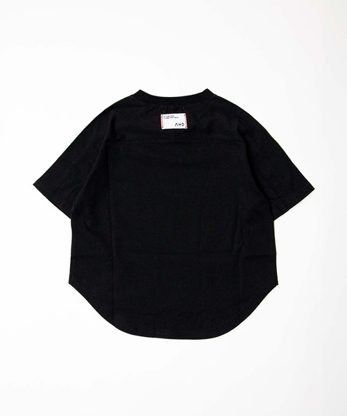 MAKE YOUR DAY（メイクユアデイ）の「無地とボーダーラウンド半袖Tシャツ■80～140cm（Tシャツ/カットソー・キッズ・サックスブルー/ブラック/オフホワイト/ブルー/ライム/イエロー・120/110/100/90/140/130/80）」の8枚目の写真