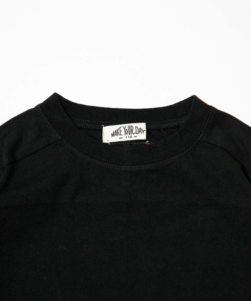 MAKE YOUR DAY（メイクユアデイ）の「無地とボーダーラウンド半袖Tシャツ■80～140cm（Tシャツ/カットソー・キッズ・サックスブルー/ブラック/オフホワイト/ブルー/ライム/イエロー・120/110/100/90/140/130/80）」の22枚目の写真