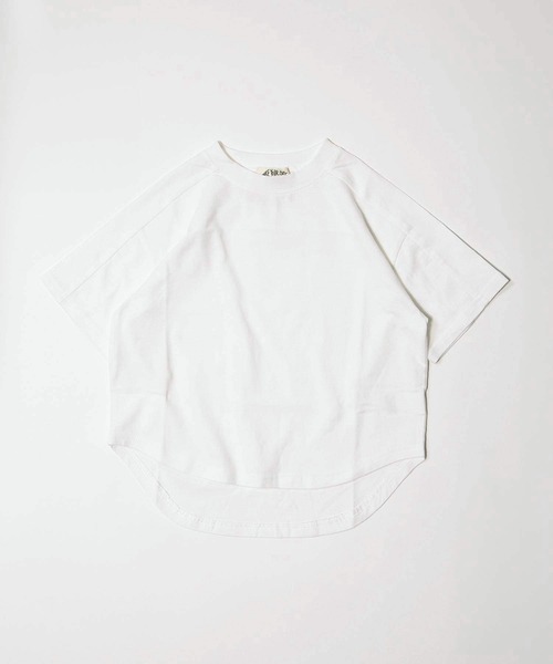 MAKE YOUR DAY（メイクユアデイ）の「無地とボーダーラウンド半袖Tシャツ■80～140cm（Tシャツ/カットソー・キッズ・サックスブルー/ブラック/オフホワイト/ブルー/ライム/イエロー・120/110/100/90/140/130/80）」の7枚目の写真