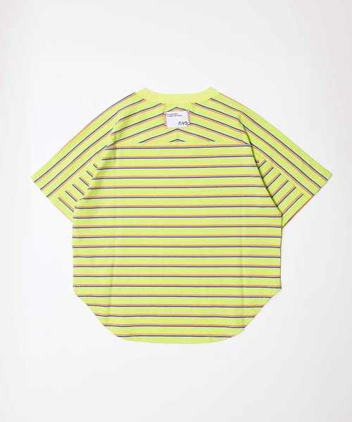 MAKE YOUR DAY（メイクユアデイ）の「無地とボーダーラウンド半袖Tシャツ■80～140cm（Tシャツ/カットソー・キッズ・サックスブルー/ブラック/オフホワイト/ブルー/ライム/イエロー・120/110/100/90/140/130/80）」の10枚目の写真