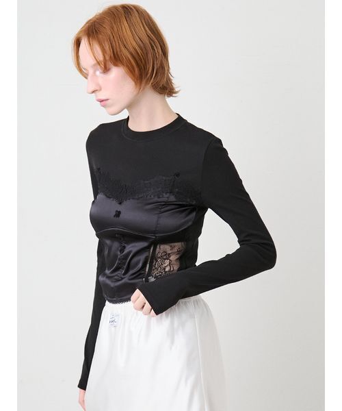 SORIN(ソリン )の「Corset Docking Top/コルセットドッキングトップ(Tシャツ/カットソー・レディース・ダークグレー/ホワイト/ブラック・38)」の6枚目の写真