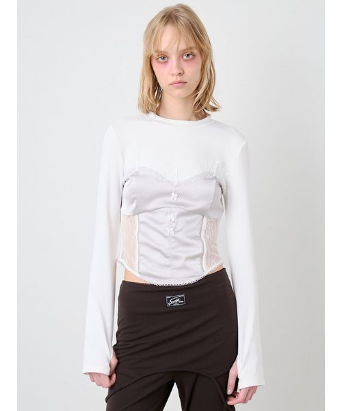 SHARE SPIRIT コルセットタンクトップ ホワイト Corset Docking Top/コルセットドッキングトップ（Tシャツ/カットソー