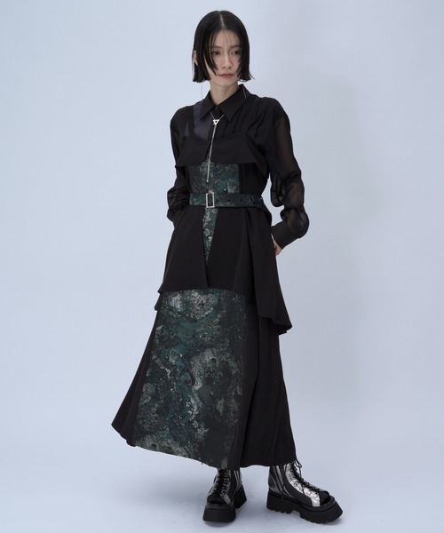 HARE（ハレ）の「アートジャガードキリカエジャンスカ(HARE)（ジャンパースカート・レディース・ブラック/グリーン/ネイビー/ピンク・FREE）」の2枚目の写真