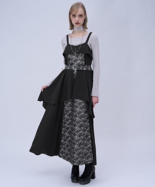 HARE（ハレ）の「アートジャガードキリカエジャンスカ(HARE)（ジャンパースカート・レディース・ブラック/グリーン/ネイビー/ピンク・FREE）」の5枚目の写真