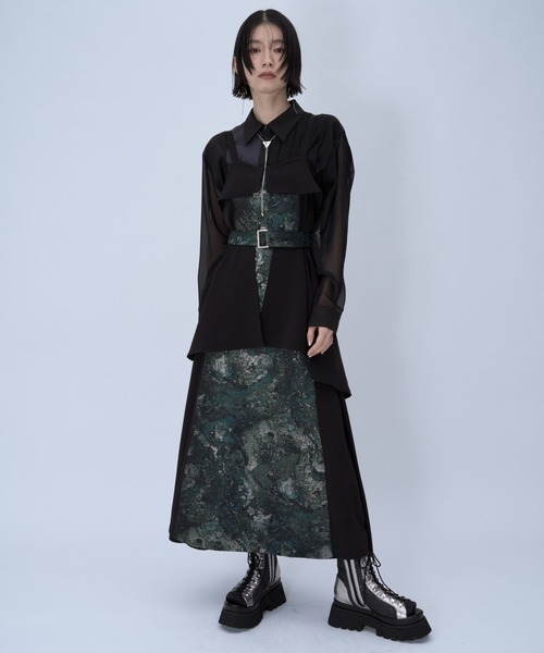 HARE（ハレ）の「アートジャガードキリカエジャンスカ(HARE)（ジャンパースカート・レディース・ブラック/グリーン/ネイビー/ピンク・FREE）」の8枚目の写真