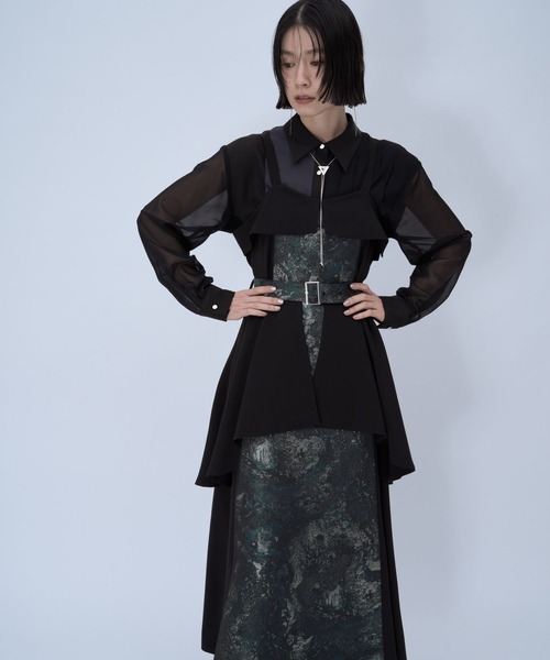 HARE（ハレ）の「アートジャガードキリカエジャンスカ(HARE)（ジャンパースカート・レディース・ブラック/グリーン/ネイビー/ピンク・FREE）」の19枚目の写真