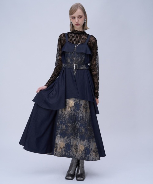 HARE（ハレ）の「アートジャガードキリカエジャンスカ(HARE)（ジャンパースカート・レディース・ブラック/グリーン/ネイビー/ピンク・FREE）」の12枚目の写真