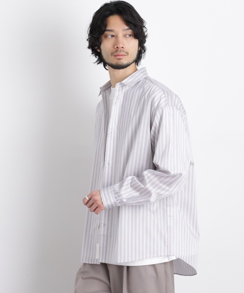 NANO universe（ナノユニバース）の「「OtoNANO」大人のワイドシャツレギュラーカラーストライプ長袖（シャツ/ブラウス・メンズ・サックスブルー/ライトグレー/ライトグリーン・L/M）」の2枚目の写真