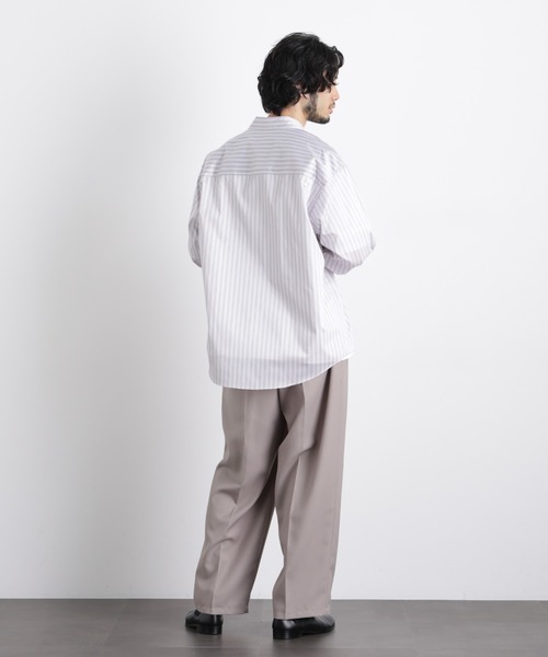 NANO universe（ナノユニバース）の「「OtoNANO」大人のワイドシャツレギュラーカラーストライプ長袖（シャツ/ブラウス・メンズ・サックスブルー/ライトグレー/ライトグリーン・L/M）」の10枚目の写真
