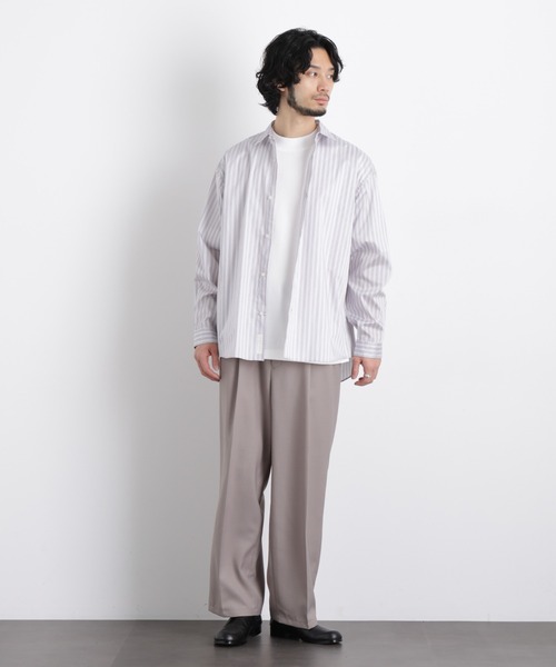 NANO universe（ナノユニバース）の「「OtoNANO」大人のワイドシャツレギュラーカラーストライプ長袖（シャツ/ブラウス・メンズ・サックスブルー/ライトグレー/ライトグリーン・L/M）」の9枚目の写真