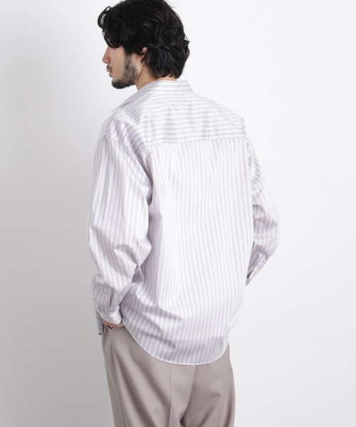 NANO universe（ナノユニバース）の「「OtoNANO」大人のワイドシャツレギュラーカラーストライプ長袖（シャツ/ブラウス・メンズ・サックスブルー/ライトグレー/ライトグリーン・L/M）」の6枚目の写真