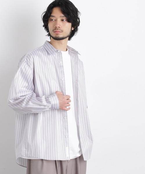 NANO universe（ナノユニバース）の「「OtoNANO」大人のワイドシャツレギュラーカラーストライプ長袖（シャツ/ブラウス・メンズ・サックスブルー/ライトグレー/ライトグリーン・L/M）」の4枚目の写真