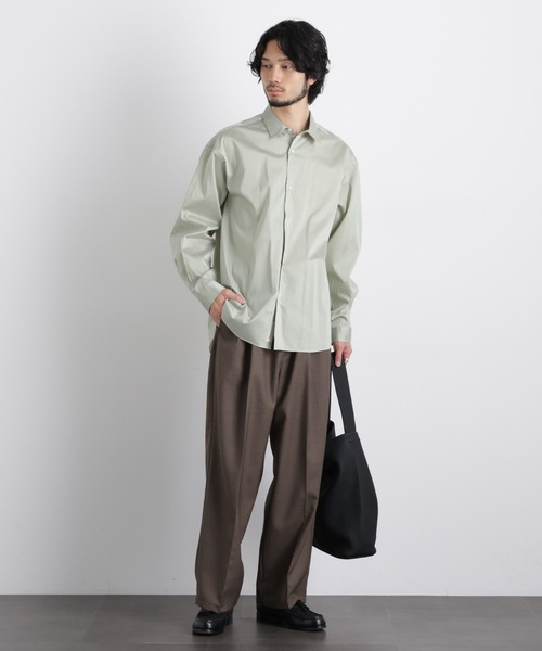 NANO universe（ナノユニバース）の「「OtoNANO」大人のワイドシャツレギュラーカラーストライプ長袖（シャツ/ブラウス・メンズ・サックスブルー/ライトグレー/ライトグリーン・L/M）」の14枚目の写真