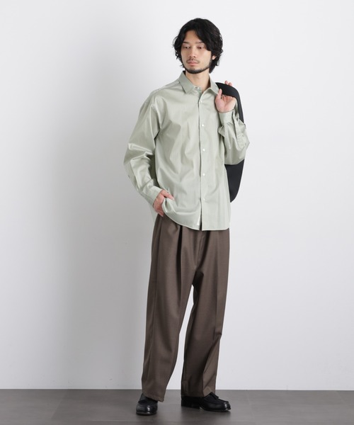 NANO universe（ナノユニバース）の「「OtoNANO」大人のワイドシャツレギュラーカラーストライプ長袖（シャツ/ブラウス・メンズ・サックスブルー/ライトグレー/ライトグリーン・L/M）」の15枚目の写真