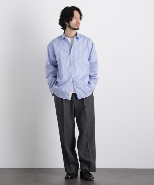 NANO universe（ナノユニバース）の「「OtoNANO」大人のワイドシャツレギュラーカラーストライプ長袖（シャツ/ブラウス・メンズ・サックスブルー/ライトグレー/ライトグリーン・L/M）」の22枚目の写真