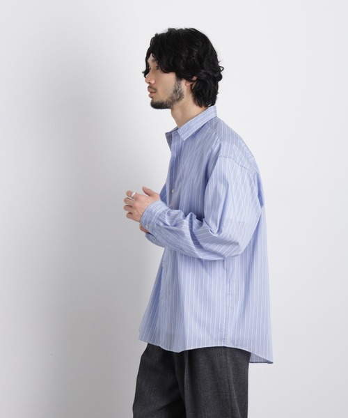 NANO universe（ナノユニバース）の「「OtoNANO」大人のワイドシャツレギュラーカラーストライプ長袖（シャツ/ブラウス・メンズ・サックスブルー/ライトグレー/ライトグリーン・L/M）」の19枚目の写真