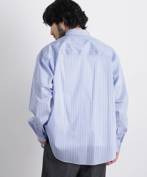 NANO universe（ナノユニバース）の「「OtoNANO」大人のワイドシャツレギュラーカラーストライプ長袖（シャツ/ブラウス・メンズ・サックスブルー/ライトグレー/ライトグリーン・L/M）」の20枚目の写真